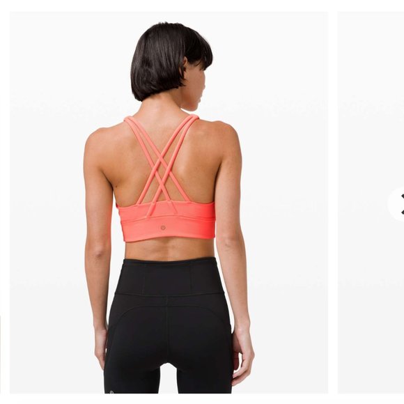 LULULEMON Pink Orange Sunset Energy Bra High Neck Long Line Rib 6 - Picture 2 of 7